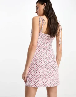 Glamorous Ruched Bust Cami Mini Dress In Pink Rose Bud Floral For Women Pink Bud Ditsy -Glamorous Shop 204370350 3