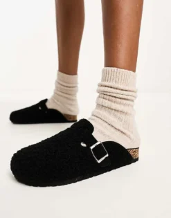 Glamorous Teddy Mules In Black For Women -Glamorous Shop 205128312 4