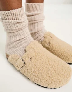 Glamorous Teddy Mules In Camel For Women -Glamorous Shop 205128336 3