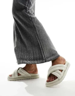 Glamorous Cross Strap Slide In Off White For Women -Glamorous Shop 205491151 3