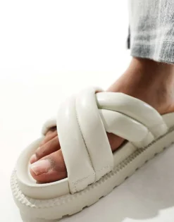 Glamorous Cross Strap Slide In Off White For Women -Glamorous Shop 205491151 4