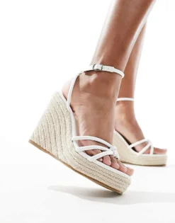 Glamorous Espadrilles Wedge Heeled Sandals In White For Women