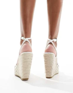 Glamorous Espadrilles Wedge Heeled Sandals In White For Women -Glamorous Shop 205491159 4