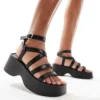 Glamorous Platform Strappy Sandals In Black For Women
