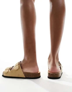 Glamorous Double Strap Footbed Sandals In Taupe For Women -Glamorous Shop 205760548 4
