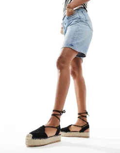 Glamorous Crochet Flat Espadrilles In Black For Women -Glamorous Shop 205760618 4