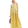 Glamorous Shirred Bust Cami Volume Maxi Smock Dress In Yellow Stripe For Women