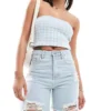 Glamorous High Waisted Longer Line Denim Shorts In 90s Blue For Women Light Blue
