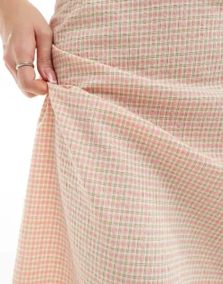 Glamorous Maxi Slip Skirt In Pink Garden Check For Women Pink Green Check -Glamorous Shop 205996886 5