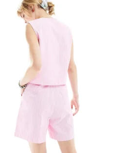 Glamorous High Waisted City Shorts In Pink White Stripe Co-ord For Women Pink Stripe -Glamorous Shop 206112993 4