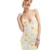 Glamorous Cami Midi Slip Dress In Mix Summer Print For Women Cream Fruit Print