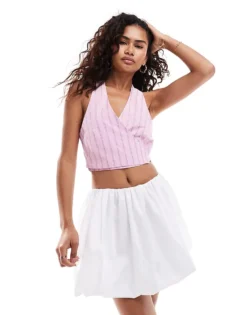Glamorous Halter Neck Pink Stripe Top For Women -Glamorous Shop 206249768 1 pinkstripe 1