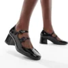 Glamorous Heeled Mary Janes In Black Patent For Women