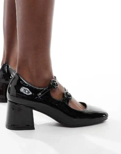 Glamorous Heeled Mary Janes In Black Patent For Women -Glamorous Shop 206294365 4