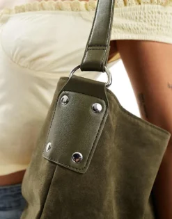 Glamorous Large Tote Bag In Washed Khaki For Women -Glamorous Shop 206496875 4