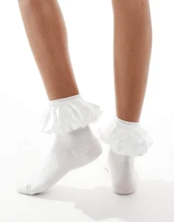 Glamorous Frill Detail Socks In Cream For Women -Glamorous Shop 206496886 3