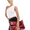 Glamorous Slouch Oversized Clutch Bag With Detachable Crossbody Strap In Red For Women