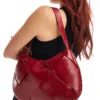 Glamorous Woven Shoulder Bag In Burgundy For Women