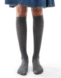 Glamorous Below The Knee Socks In Grey For Women -Glamorous Shop 206496972 1 grey 1