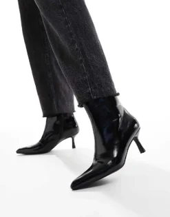 Glamorous Kitten Heel Ankle Boots In Black Crinkle For Women -Glamorous Shop 206643562 1 blackcrinkle 1