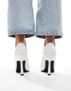 Glamorous Pointed High Heeled Court Shoes In White For Women -Glamorous Shop 206643690 4