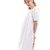 Glamorous Tie Detail Smock Dress In White For Women