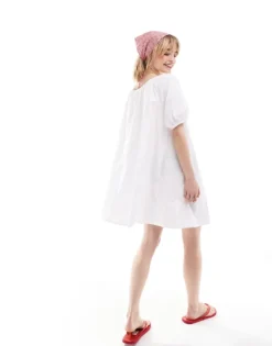 Glamorous Tie Detail Smock Dress In White For Women -Glamorous Shop 206681107 3