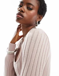 Glamorous Midi Rib Knit Dress In Pale Lilac For Women -Glamorous Shop 206699441 3