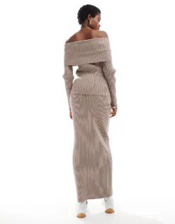 Glamorous Classic Maxi Knitted Skirt In Taupe Co-ord For Women -Glamorous Shop 206699454 4