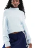 Glamorous Chunky Boxy Crop Knit Jumper In Baby Blue For Women