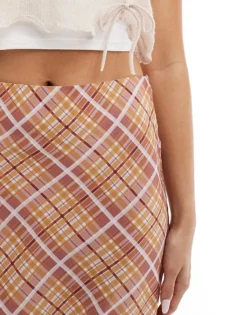 Glamorous A Line Mini Skirt In Tan Plaid Check For Women -Glamorous Shop 206699727 5