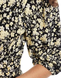 Glamorous V Neck Maxi Dress In Folk Floral For Women Yellow Folk Floral -Glamorous Shop 206699778 4