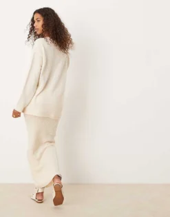 Glamorous Maxi Skirt In Cream Knit Co-ord For Women -Glamorous Shop 206726007 3