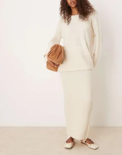 Glamorous Maxi Skirt In Cream Knit Co-ord For Women -Glamorous Shop 206726007 4