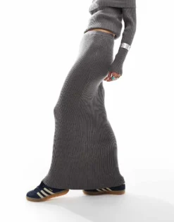 Glamorous Classic Maxi Knitted Skirt In Charcoal Co-ord For Women -Glamorous Shop 206726131 5