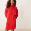Glamorous Roll Neck Slouchy Jumper Dress In Red For Women