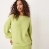 Glamorous Chunky Slouchy Jumper In Lime Green Knit Co-ord For Women