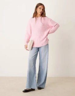 Glamorous Oversized Cosy Knit Jumper In Candy Pink For Women