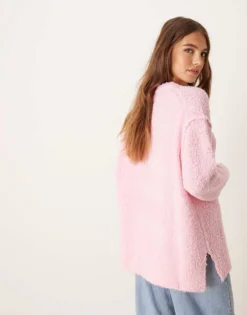 Glamorous Oversized Cosy Knit Jumper In Candy Pink For Women -Glamorous Shop 206726387 3
