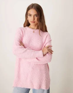 Glamorous Oversized Cosy Knit Jumper In Candy Pink For Women -Glamorous Shop 206726387 4