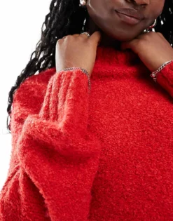 Glamorous Chunky Boxy Crop Knit Jumper In Red For Women -Glamorous Shop 206726439 3