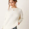 Glamorous Oversized Cosy Knit Jumper In Off White For Women Cream