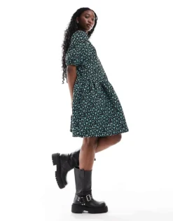 Glamorous Drop Waist Mini Smock Dress In Blue Floral Jaquard For Women -Glamorous Shop 206726490 1 bluefloraljaquard 1