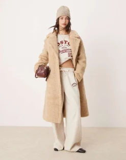 Glamorous Beige Faux Fur Long Coat For Women