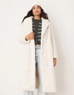 Glamorous Cosy Faux Fur Cream Dressing Gown Coat For Women -Glamorous Shop 206756955 4