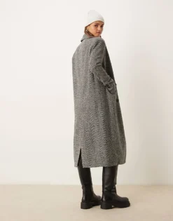 Glamorous Oversized Tailored Coat In Monochrome Chevron For Women Black White Chevron -Glamorous Shop 206757034 4