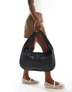 Glamorous Woven Shoulder Tote Bag In Black For Women -Glamorous Shop 206776094 1 black 1