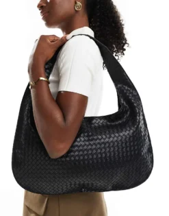 Glamorous Woven Shoulder Tote Bag In Black For Women -Glamorous Shop 206776094 4
