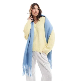 Glamorous Blanket Scarf In Pale Blue For Women Light Blue