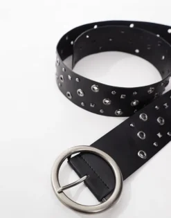 Glamorous Curve Eyelet Chunky Belt In Black For Women -Glamorous Shop 206776176 3